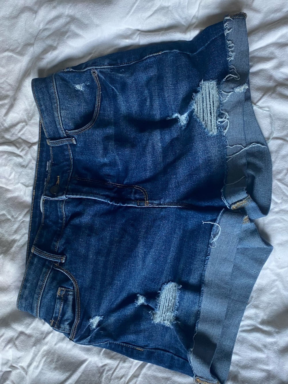 High waist blue jean shorts